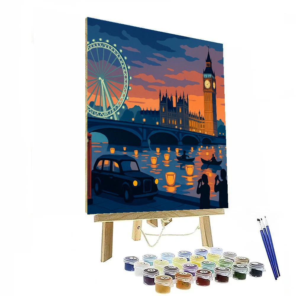 Thames Lantern Regatta With London Skyline Number painting