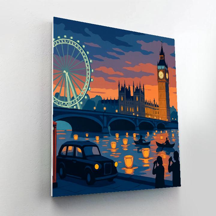 Thames Lantern Regatta With London Skyline Number painting