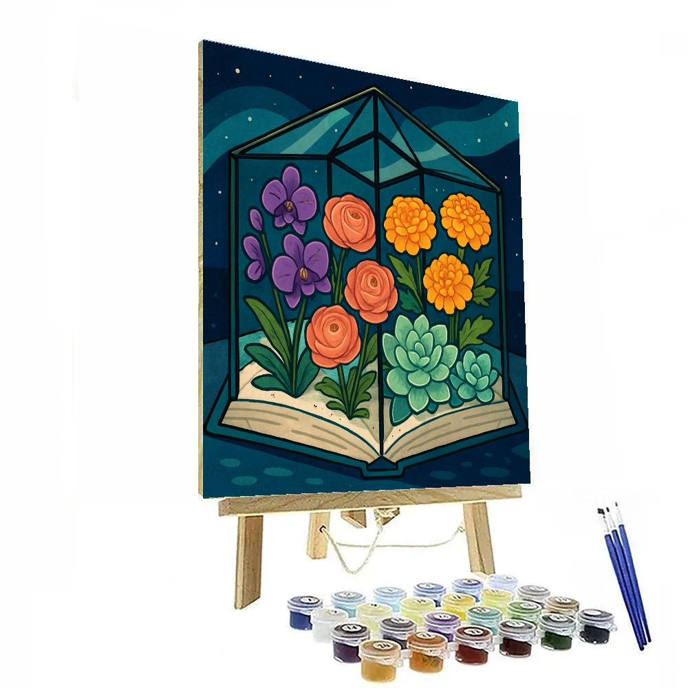 Aurora Lit Floral Greenhouse Atlas paint by number