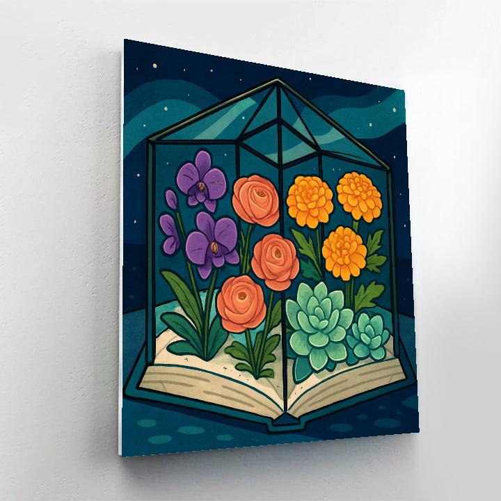 Aurora Lit Floral Greenhouse Atlas paint by number