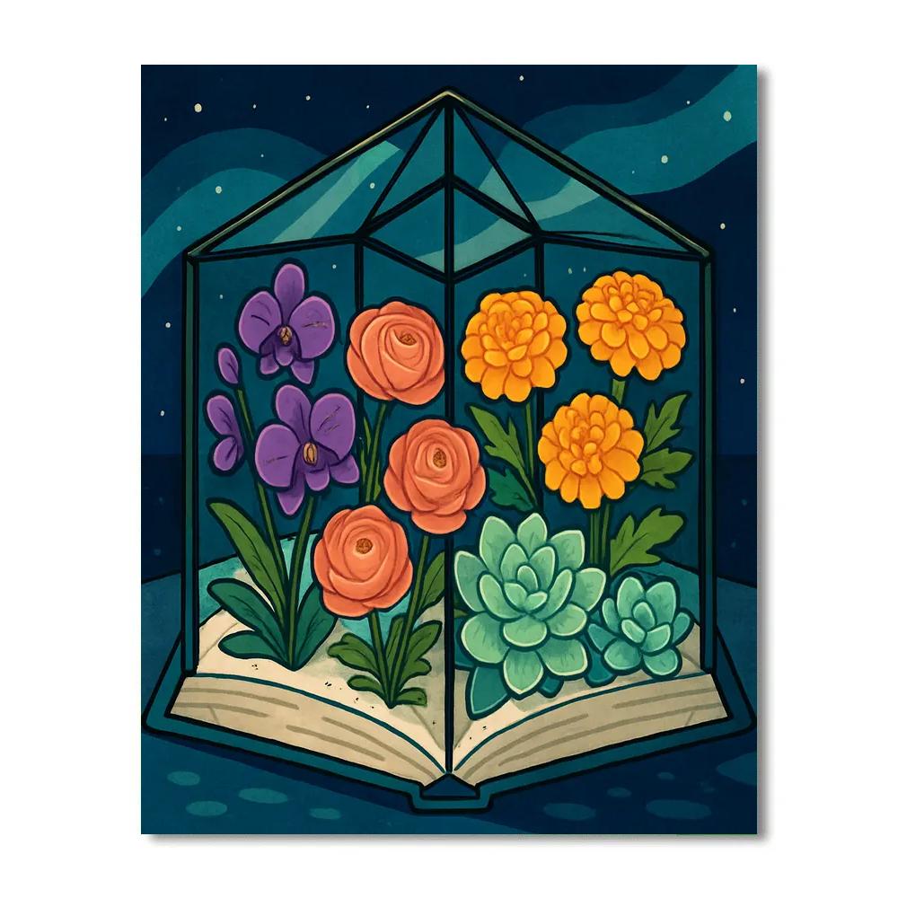 Aurora Lit Floral Greenhouse Atlas paint by number
