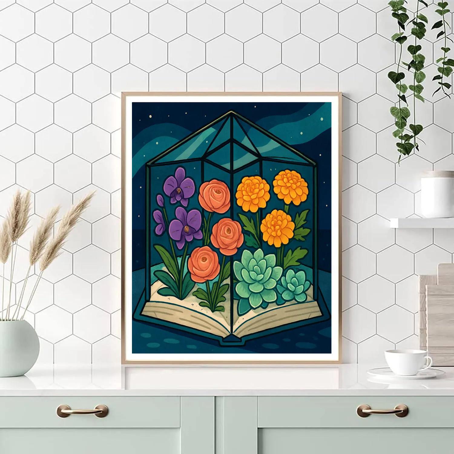 Aurora Lit Floral Greenhouse Atlas paint by number
