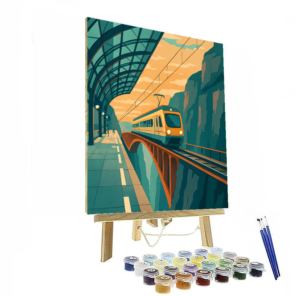 Skybridge Train Station At Dawn Number painting