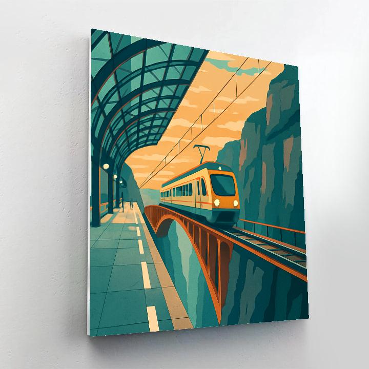 Skybridge Train Station At Dawn Number painting