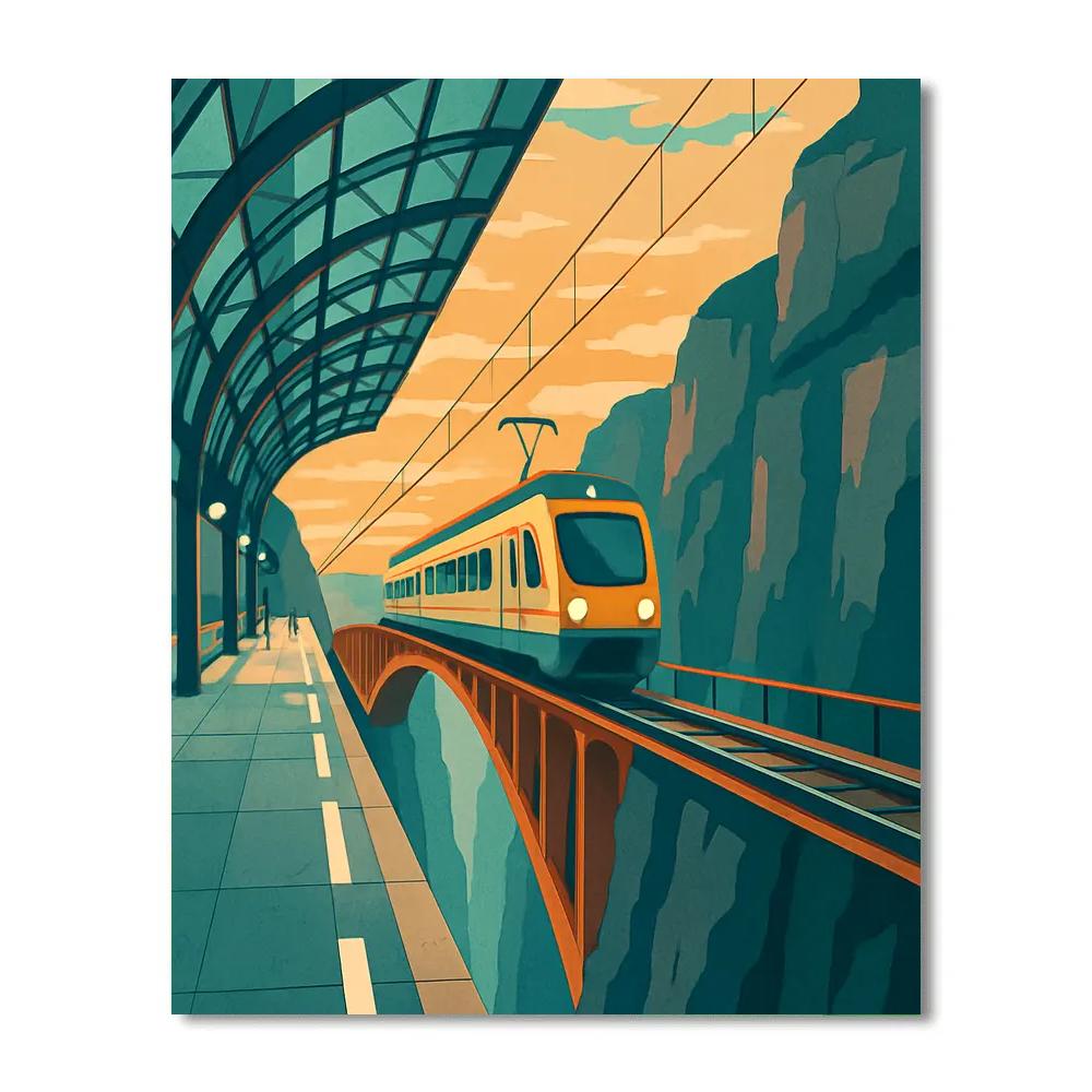 Skybridge Train Station At Dawn Number painting