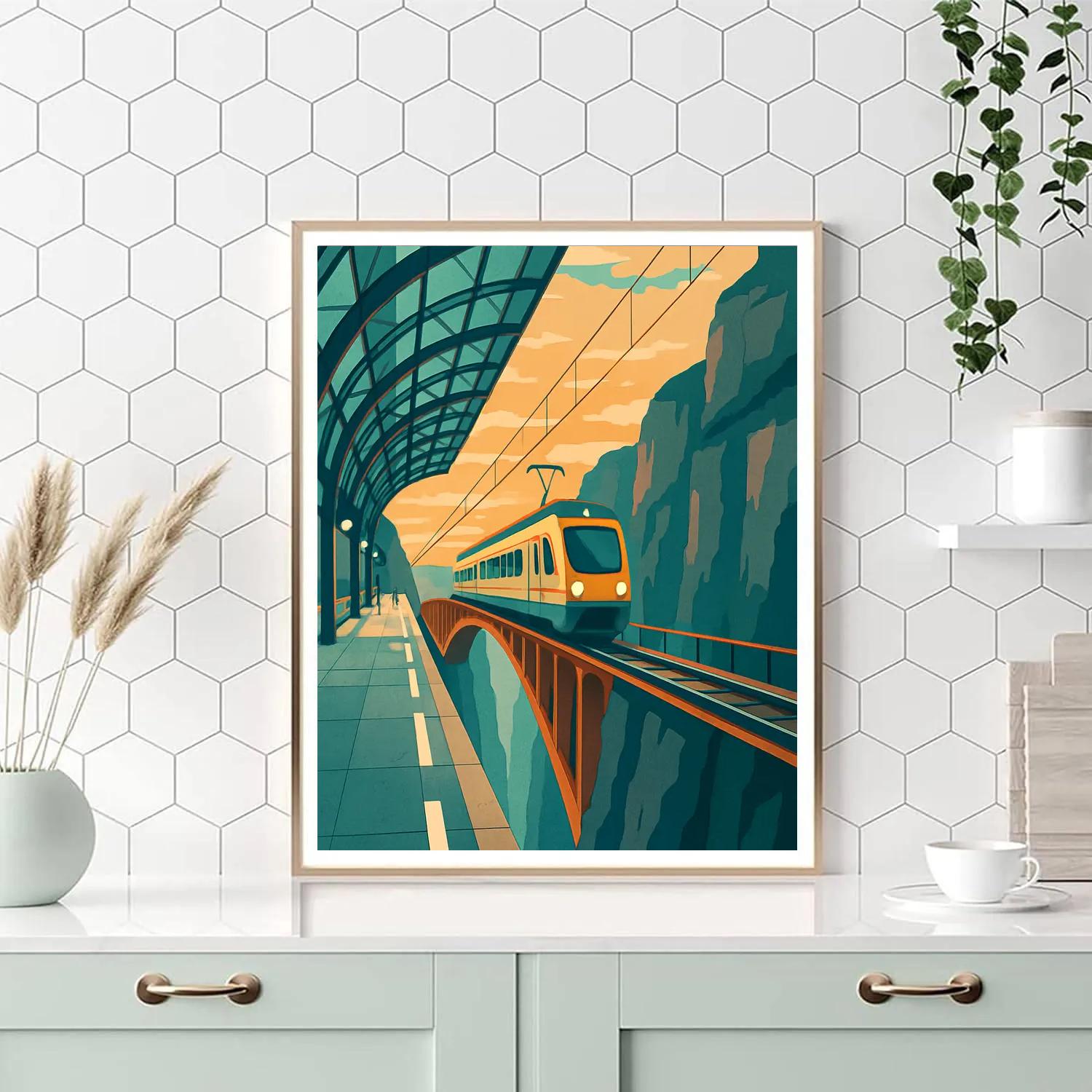 Skybridge Train Station At Dawn Number painting