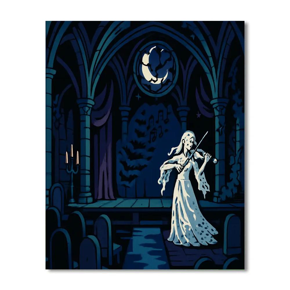 Moonlit Violin Hall In Gothic Silence Paint by numbers kits