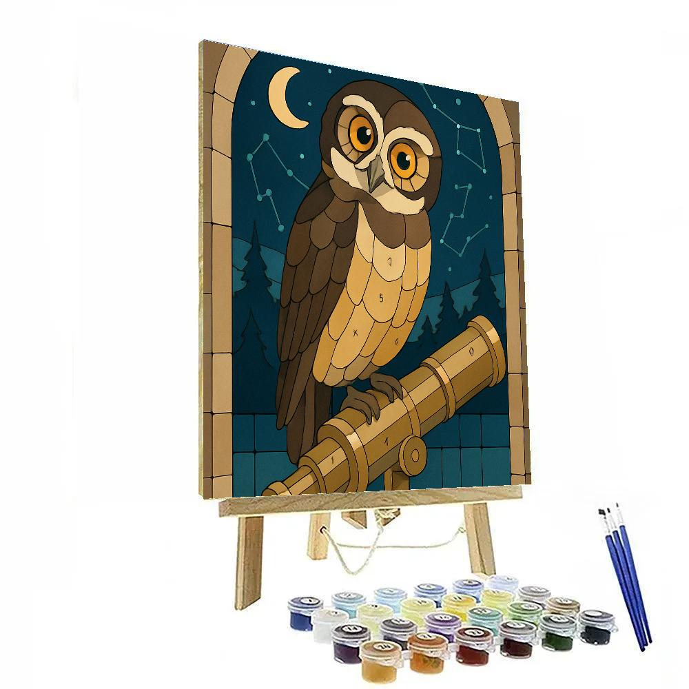 Stained Glass Observatory Owl Numbered painting kits