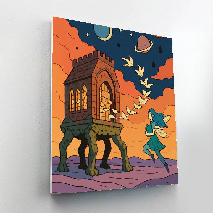 Wandering Library With Fantasy Stairwinds Paint by numbers art