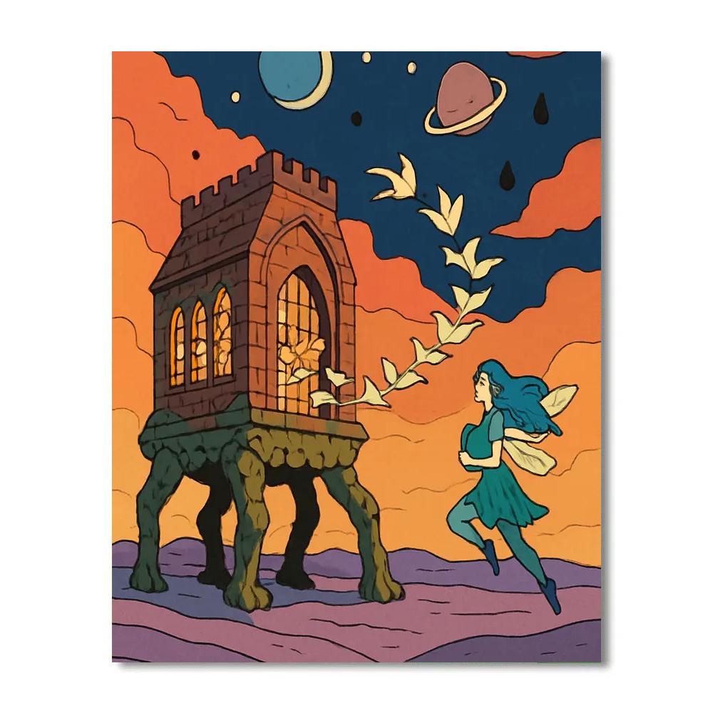 Wandering Library With Fantasy Stairwinds Paint by numbers art