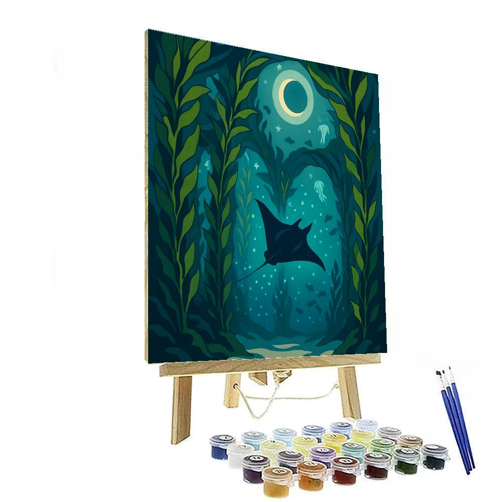 Kelp Cathedral Ocean Glow Paint by numbers art