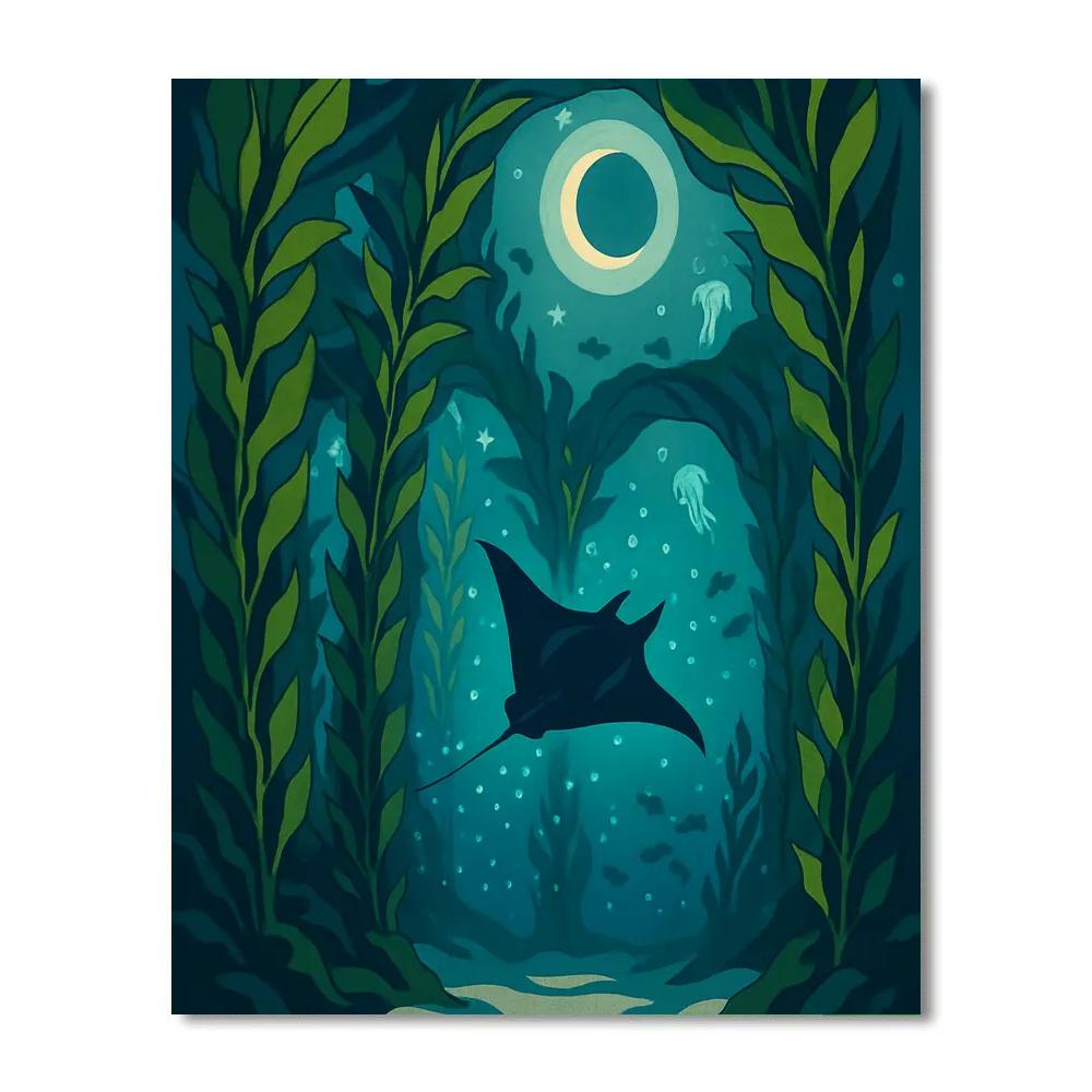 Kelp Cathedral Ocean Glow Paint by numbers art