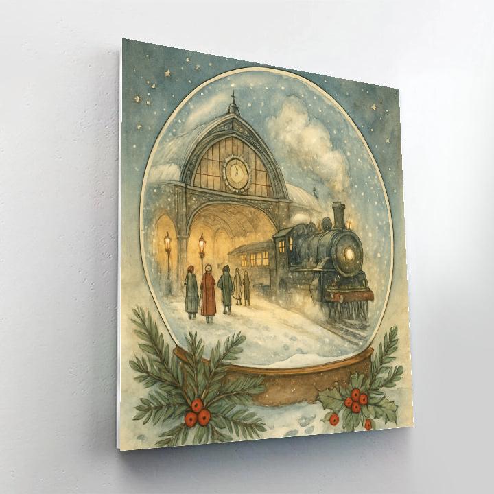 The Snow Globe Train Station DIY paint by numbers