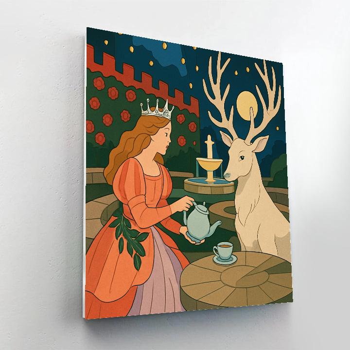 Moonlit Garden With Princess paint by numbers