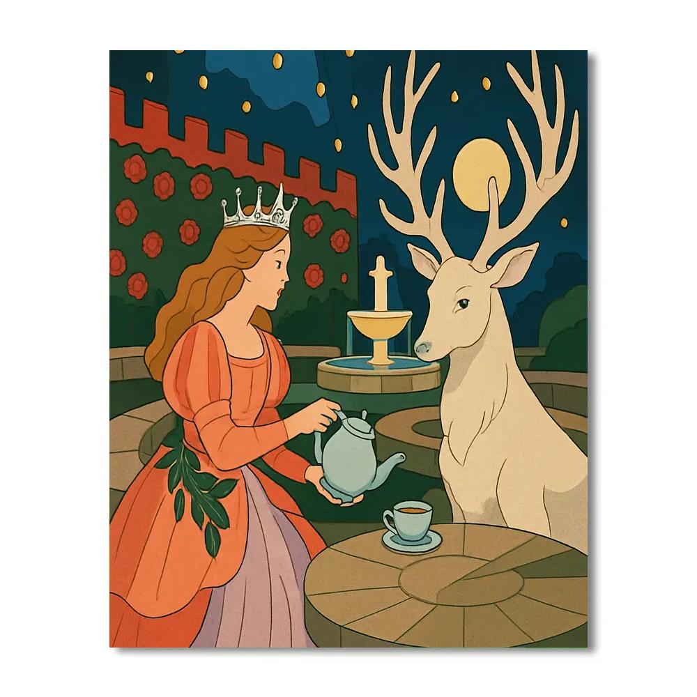 Moonlit Garden With Princess paint by numbers