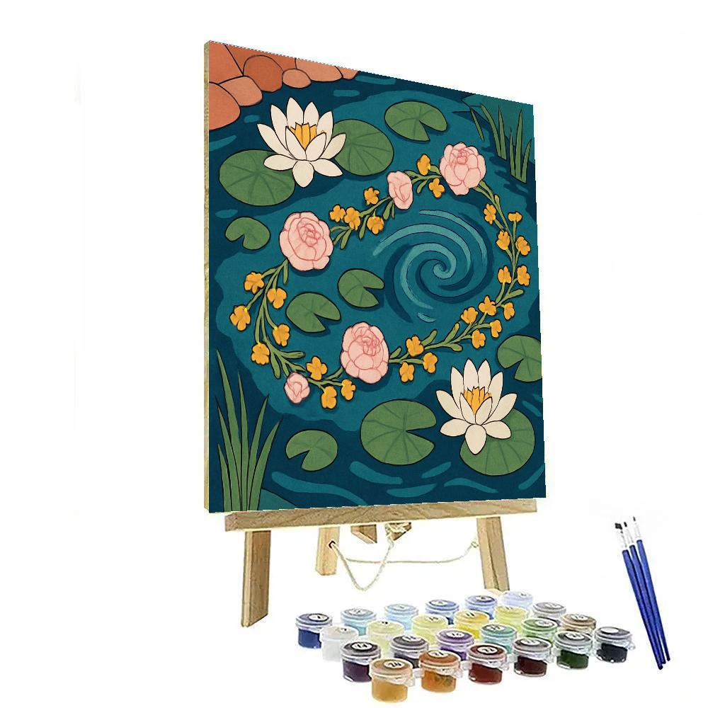 River Mosaic With Floral Drift Garland Paint by numbers kits