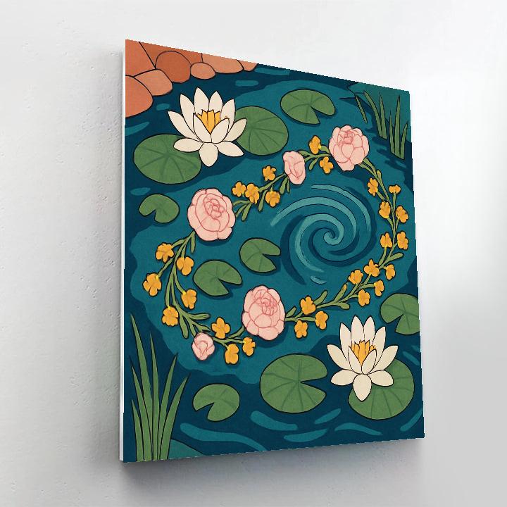 River Mosaic With Floral Drift Garland Paint by numbers kits