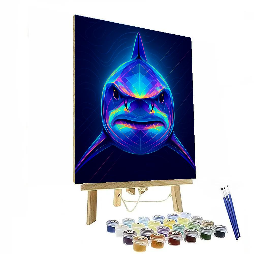 Neon Reef Shark Focus Painting by numbers kit