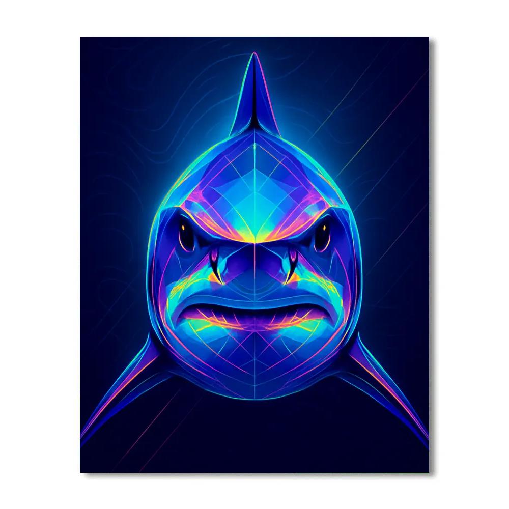Neon Reef Shark Focus Painting by numbers kit