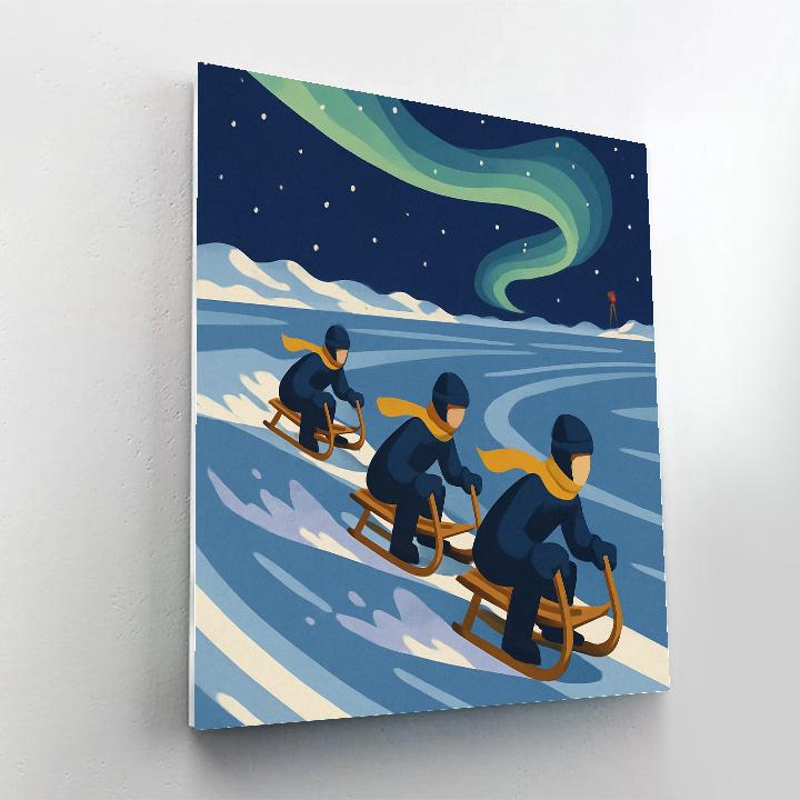 Winter Crafted Aurora Sled Rally Painting by numbers kit