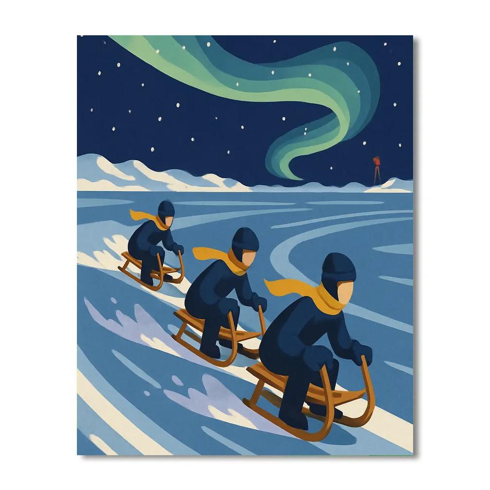 Winter Crafted Aurora Sled Rally Painting by numbers kit
