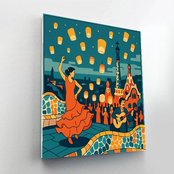 Rooftop Mosaic Carnival In Spain Twilight paint by numbers