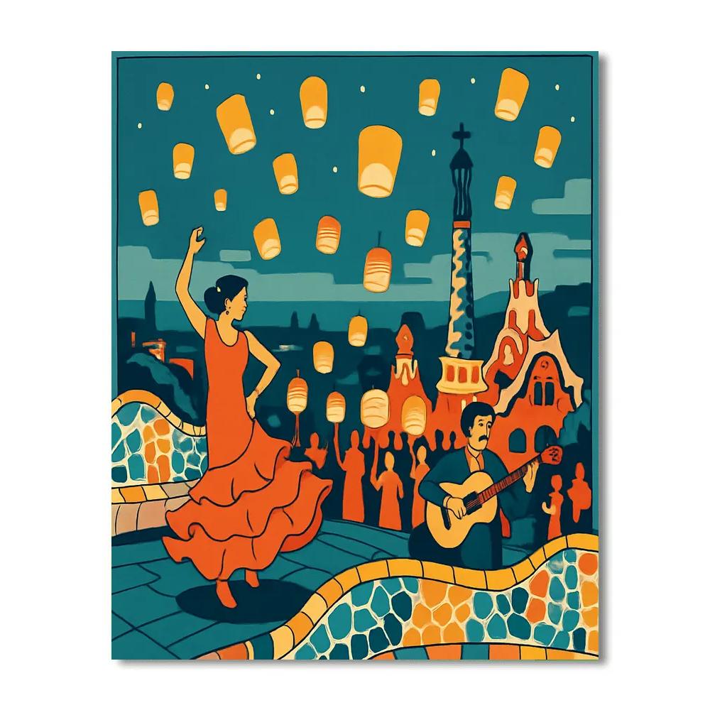 Rooftop Mosaic Carnival In Spain Twilight paint by numbers