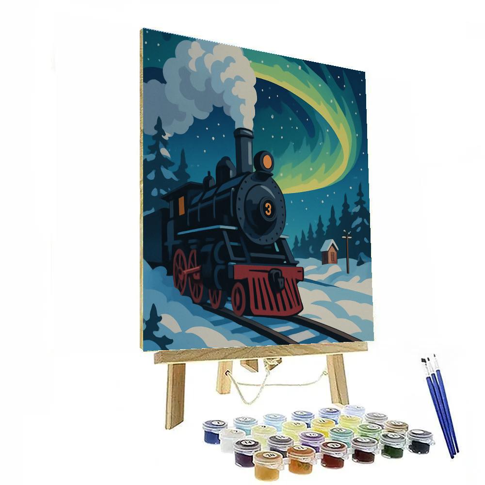 Midnight Steam Locomotive With Train Aurora Number painting