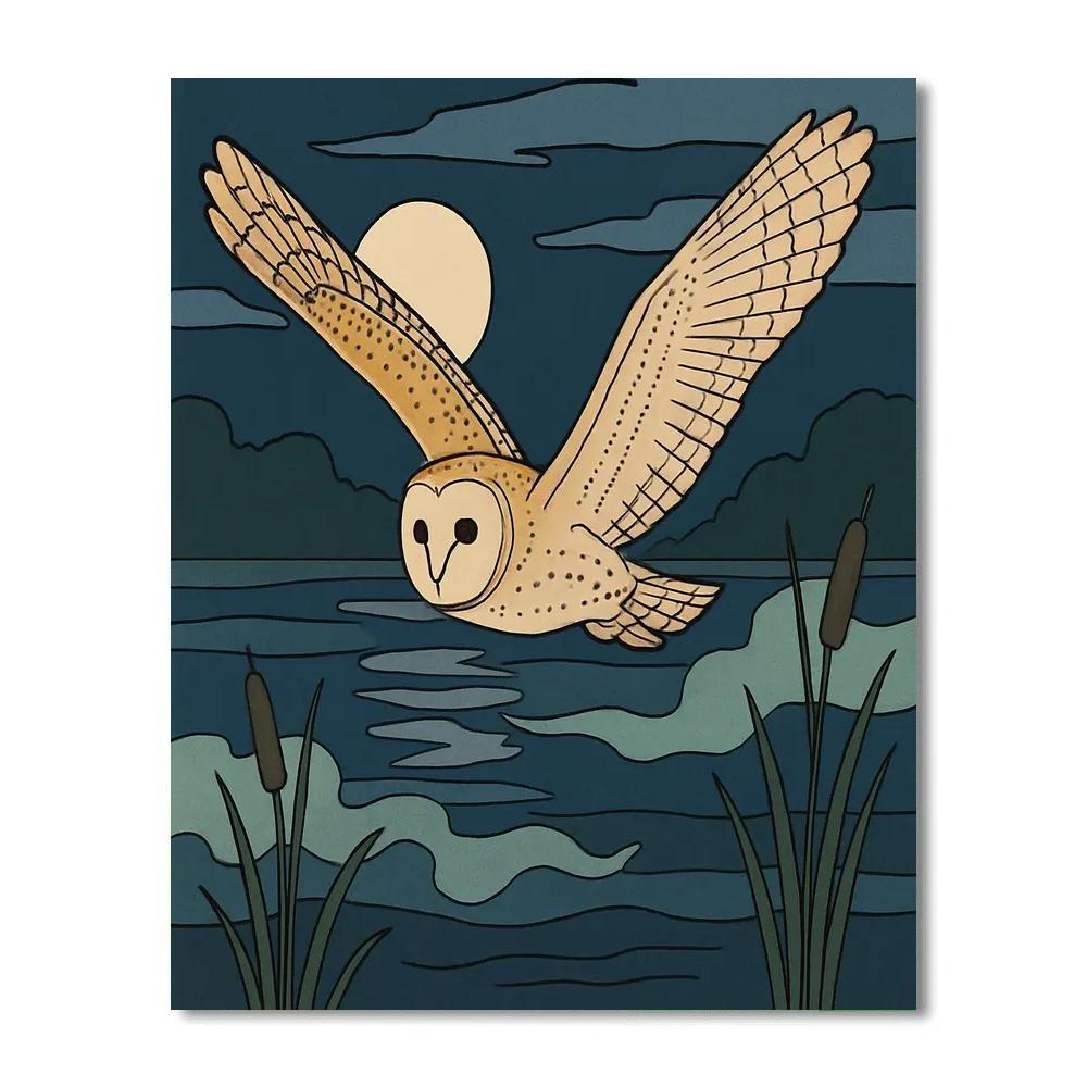 River Mist Flight With Owl Paint by numbers art