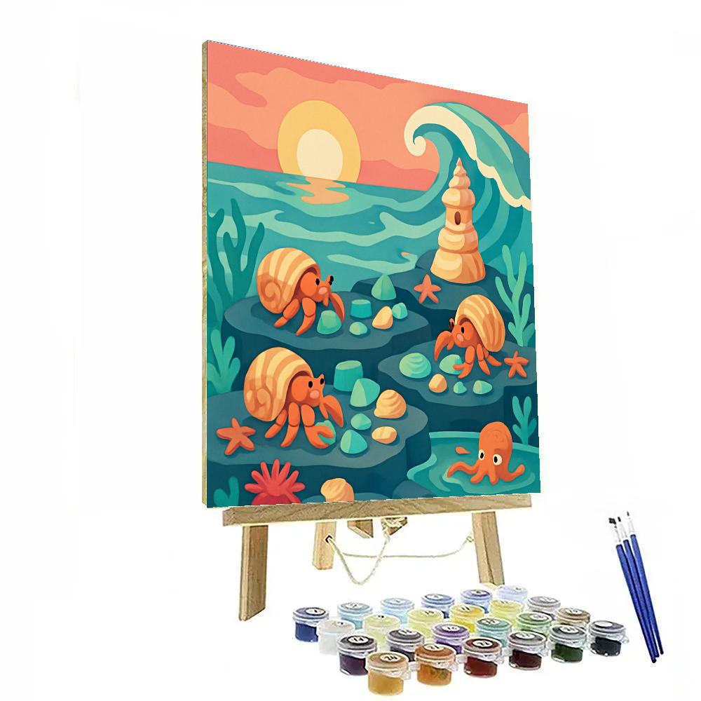 Coastal Tidepool Market With Ocean Horizon Numbered painting kits