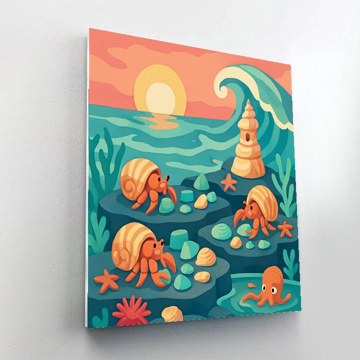 Coastal Tidepool Market With Ocean Horizon Numbered painting kits