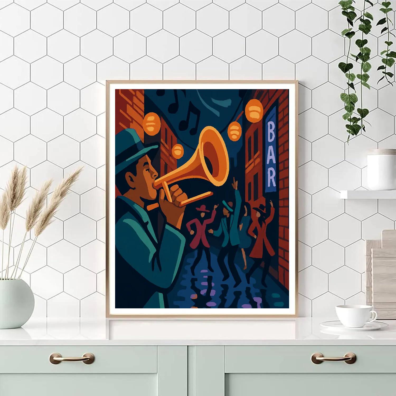 Neon Alley Jazz Procession painting number kit