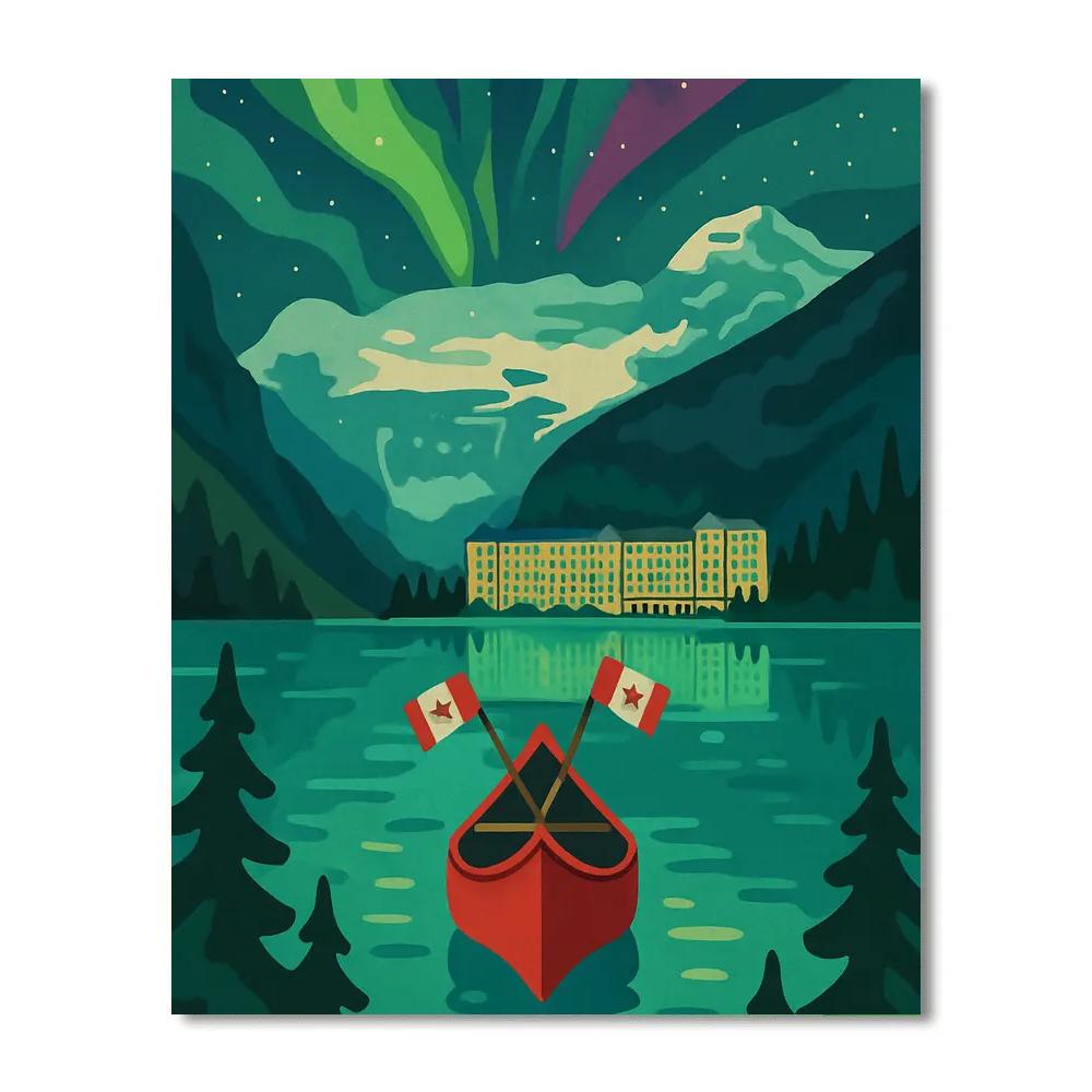 National Aurora Canoe At Lake Louise DIY paint by numbers