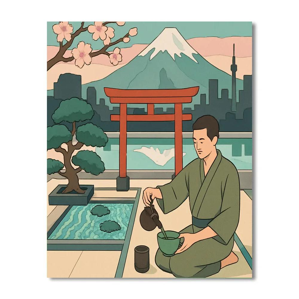 Japan Crafted Glass Garden Skyline Paint by numbers art