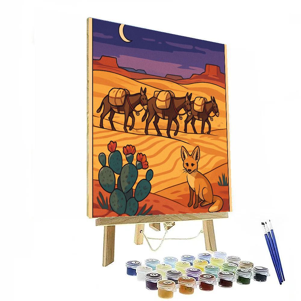 Caravan Silhouettes In Desert Twilight Numbered painting kits