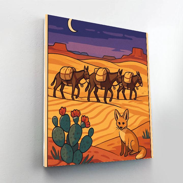 Caravan Silhouettes In Desert Twilight Numbered painting kits