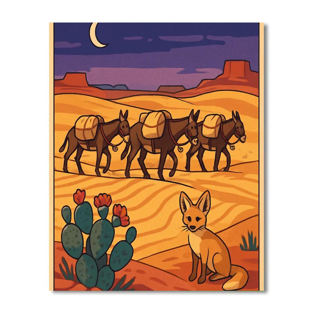 Caravan Silhouettes In Desert Twilight Numbered painting kits