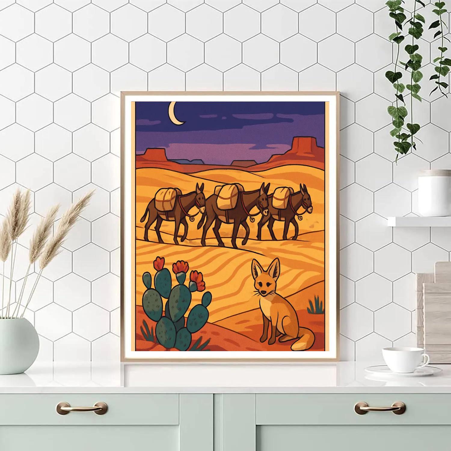 Caravan Silhouettes In Desert Twilight Numbered painting kits