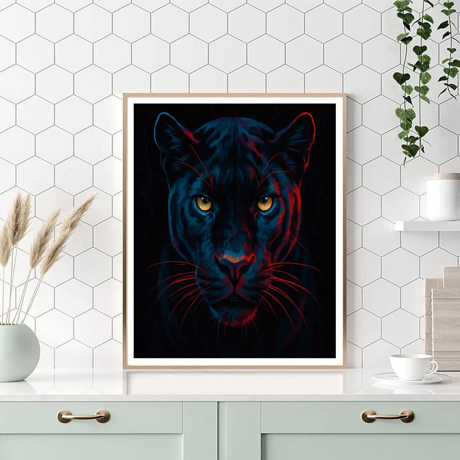 Velvet Thunder Panther Gaze Paint by numbers kits