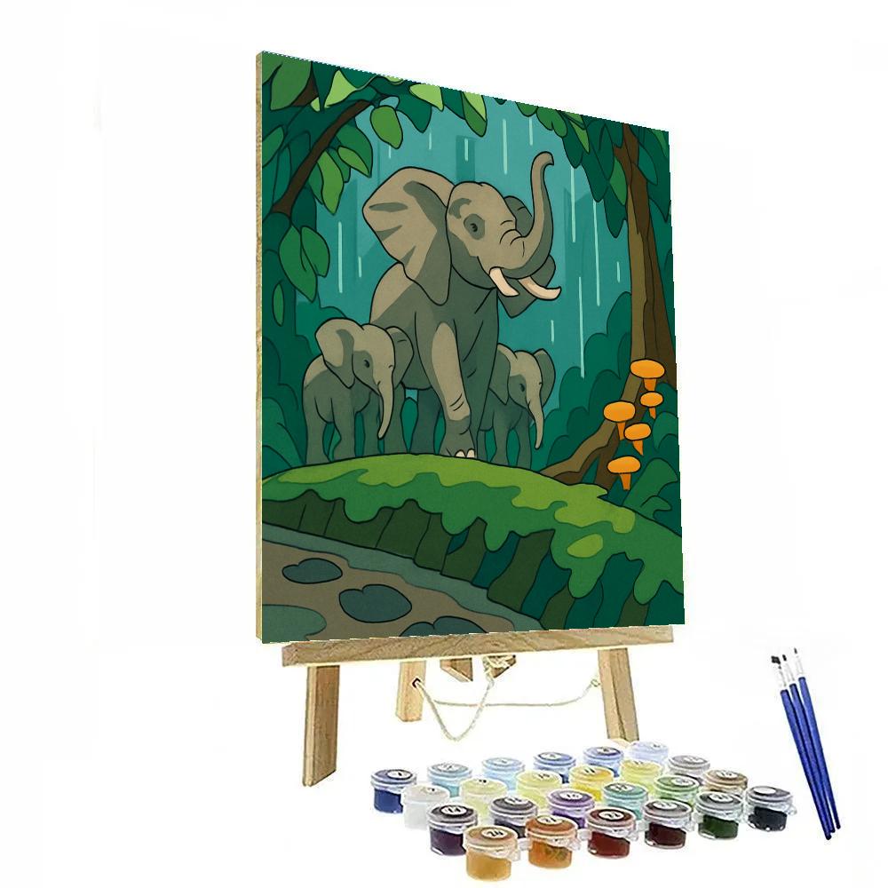 Monsoon Canopy Elephant Procession Painting by numbers kit