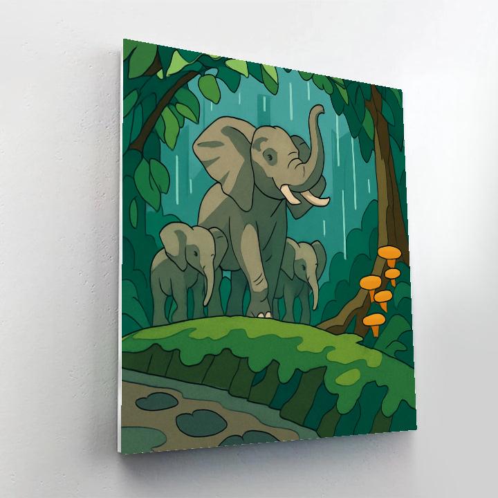 Monsoon Canopy Elephant Procession Painting by numbers kit