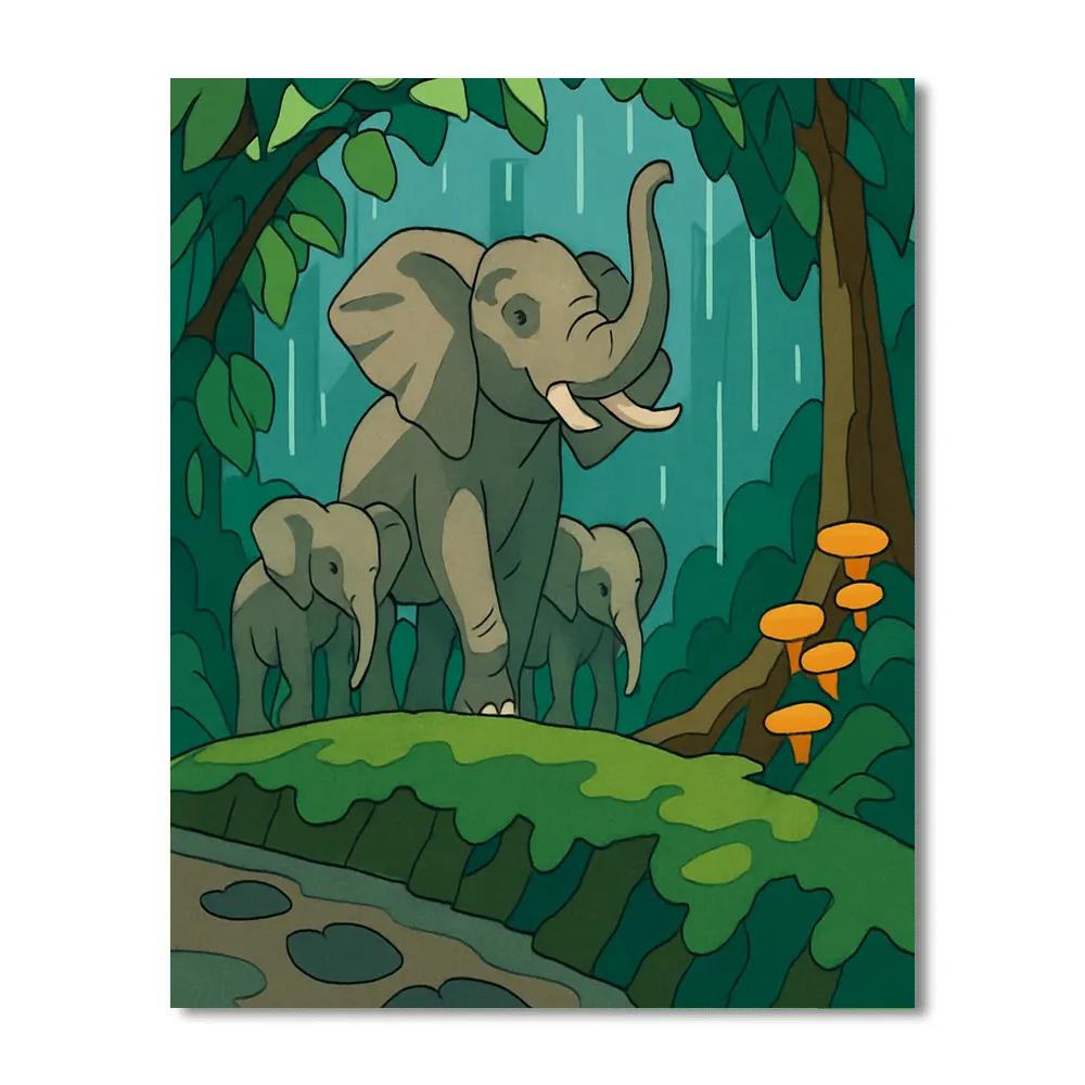 Monsoon Canopy Elephant Procession Painting by numbers kit