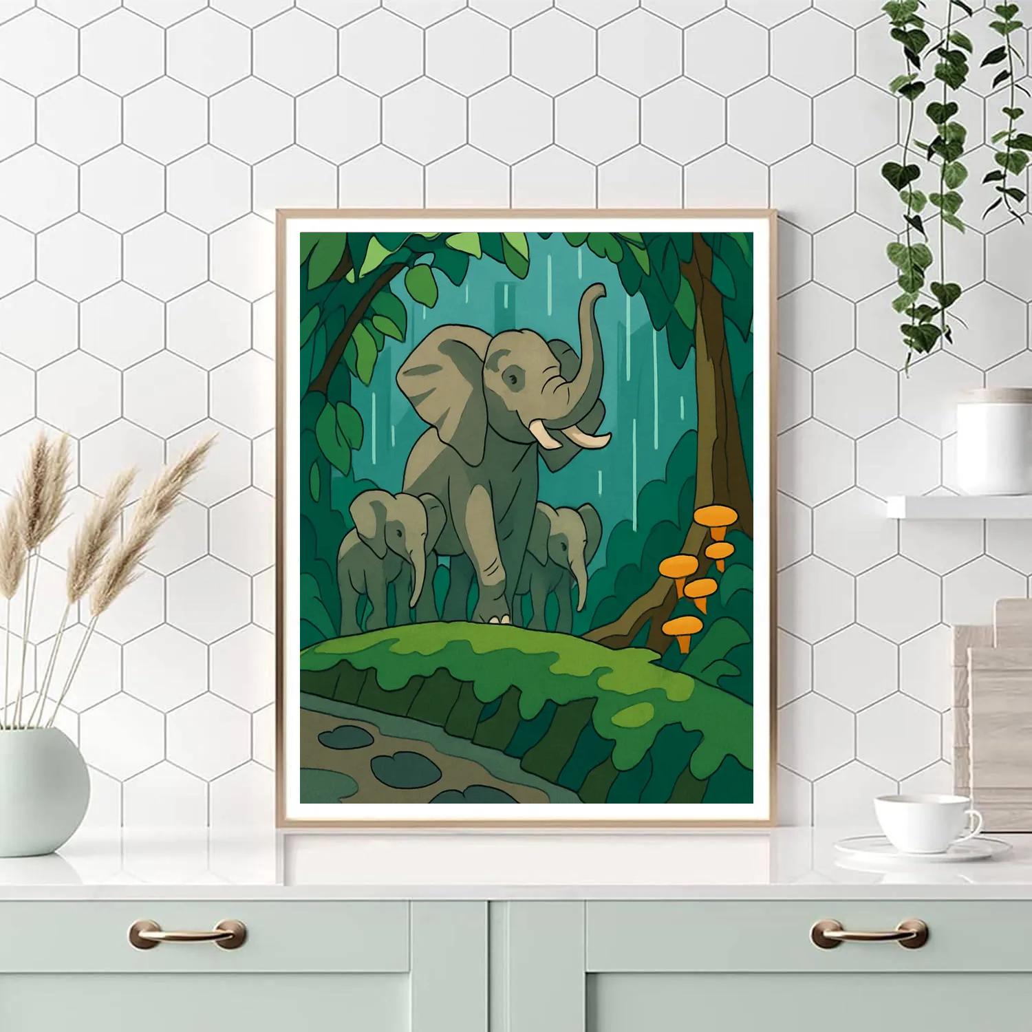 Monsoon Canopy Elephant Procession Painting by numbers kit