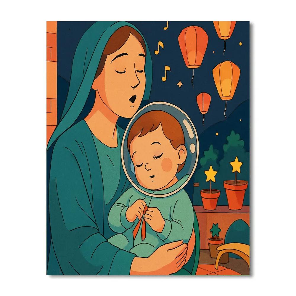 Lullaby Lanterns With Mother In Orbit paint by color