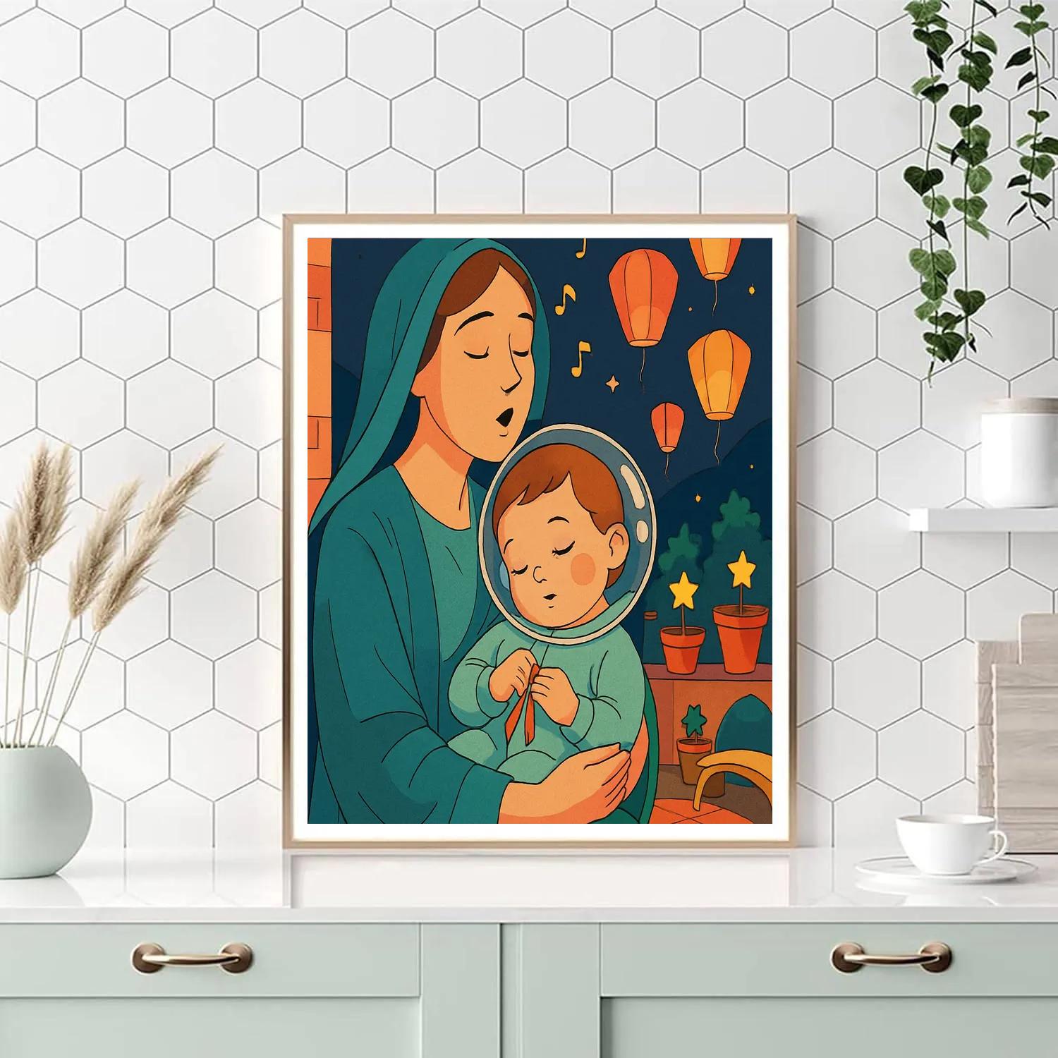 Lullaby Lanterns With Mother In Orbit paint by color