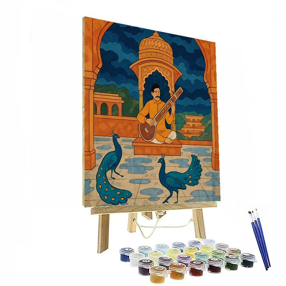 Monsoon Courtyard India Raga Painting by numbers kit