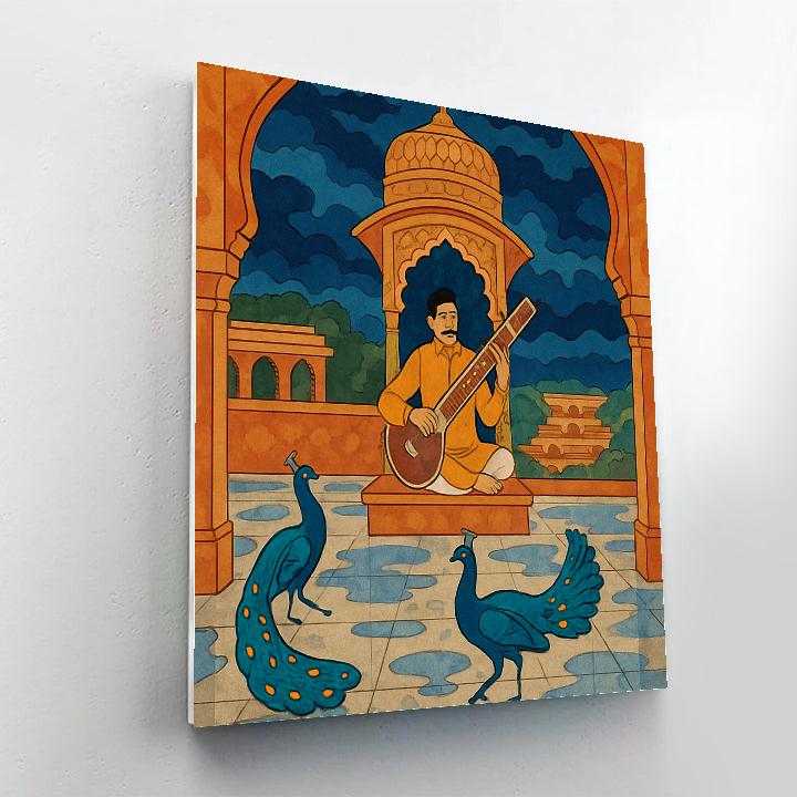 Monsoon Courtyard India Raga Painting by numbers kit