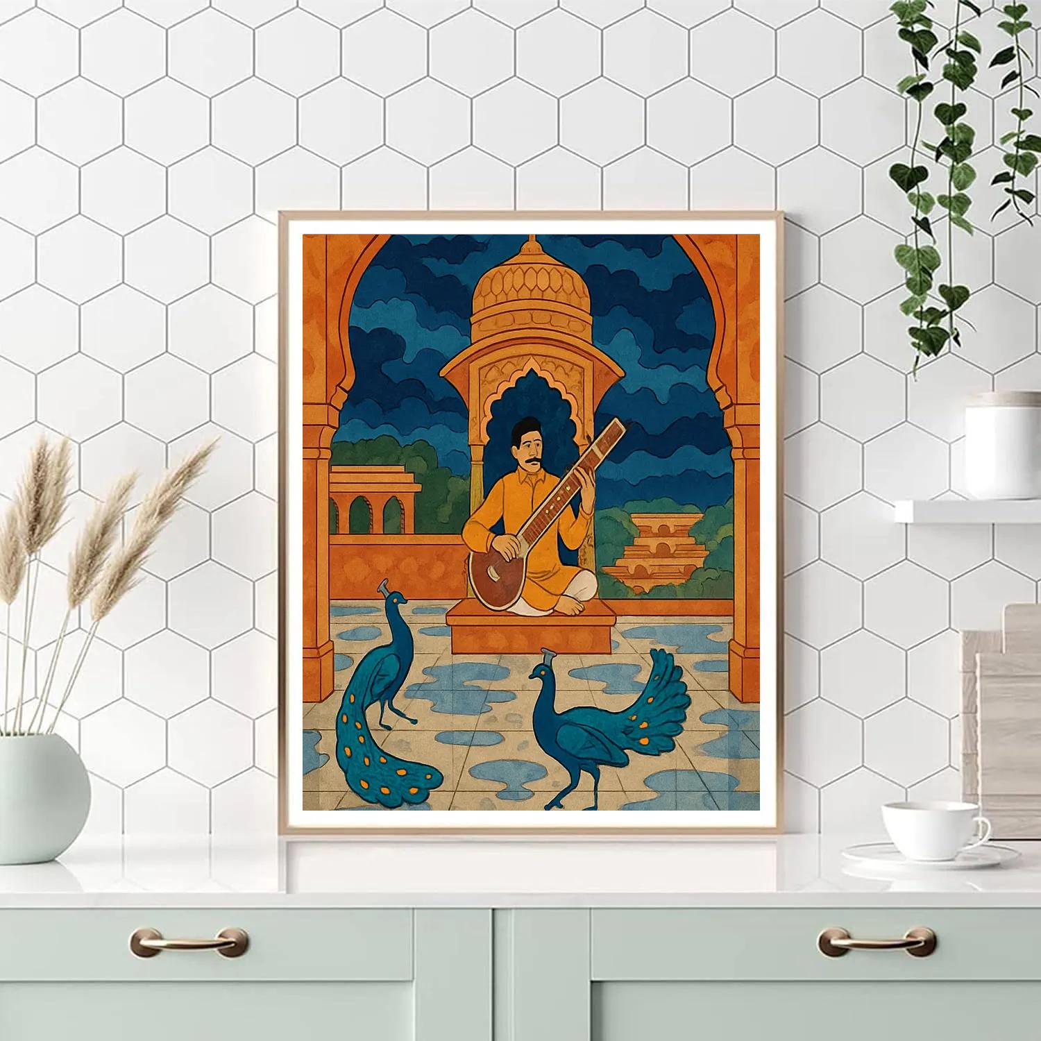 Monsoon Courtyard India Raga Painting by numbers kit