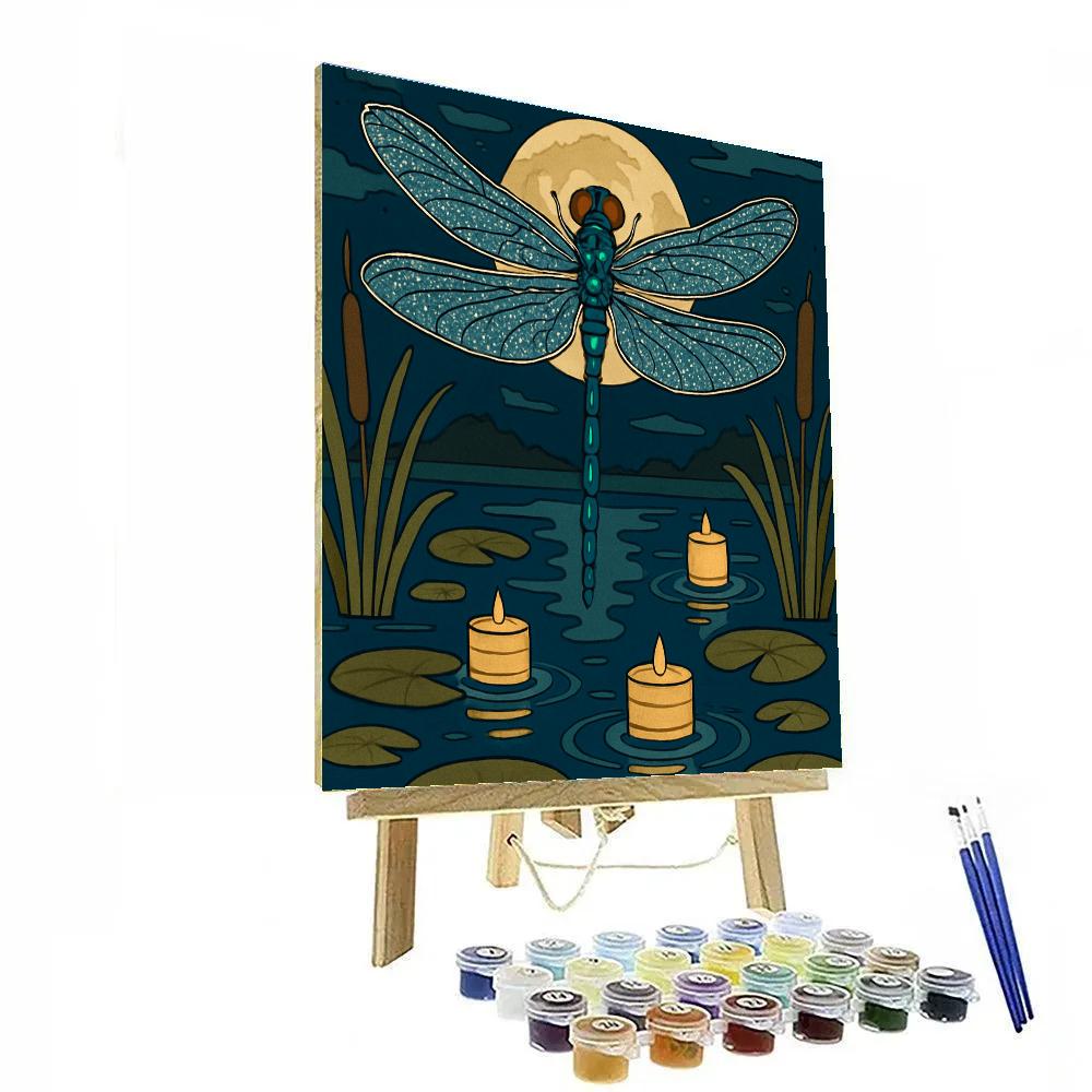 Lanternlit Marsh Dragonfly Drift Painting by numbers kit