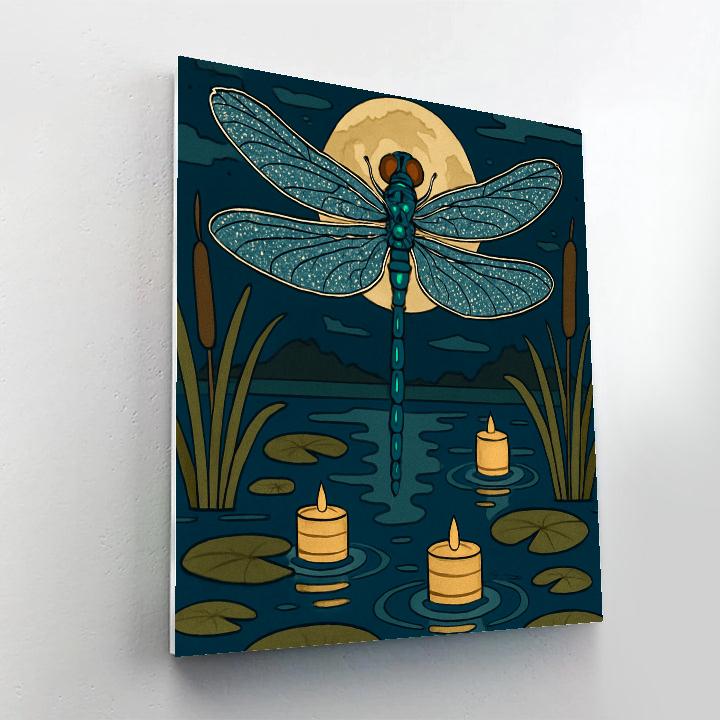 Lanternlit Marsh Dragonfly Drift Painting by numbers kit